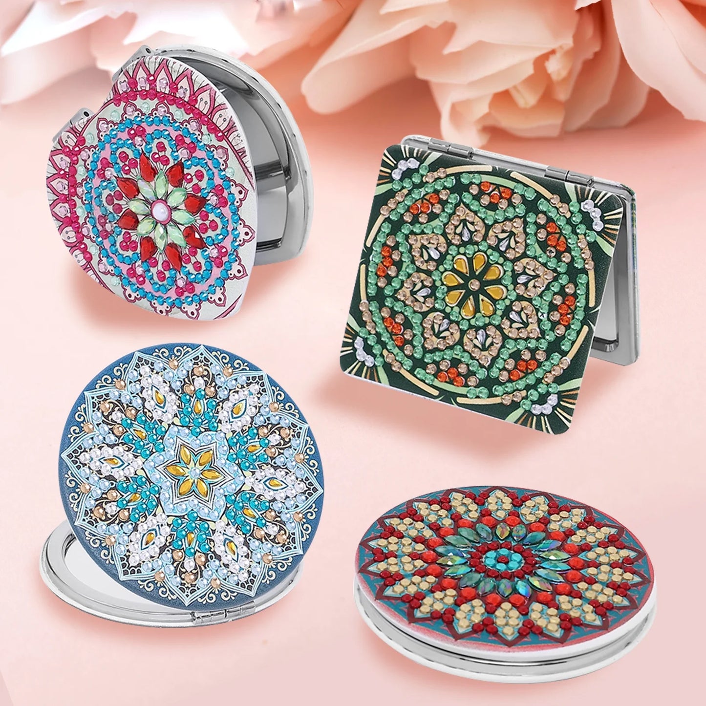 DIY Diamond Pocket Mirror Art Kit - Create beautiful compact mirrors