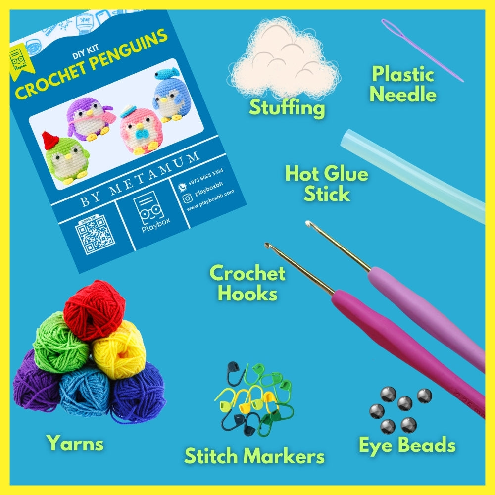 Crochet Your Own Penguin - Complete DIY Craft Kit with Yarn & Instructions