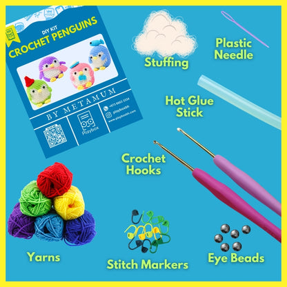 Crochet Your Own Penguin - Complete DIY Craft Kit with Yarn & Instructions
